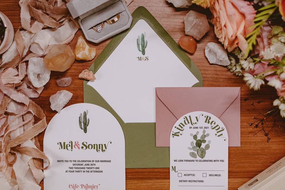 Cactus Arched invitation