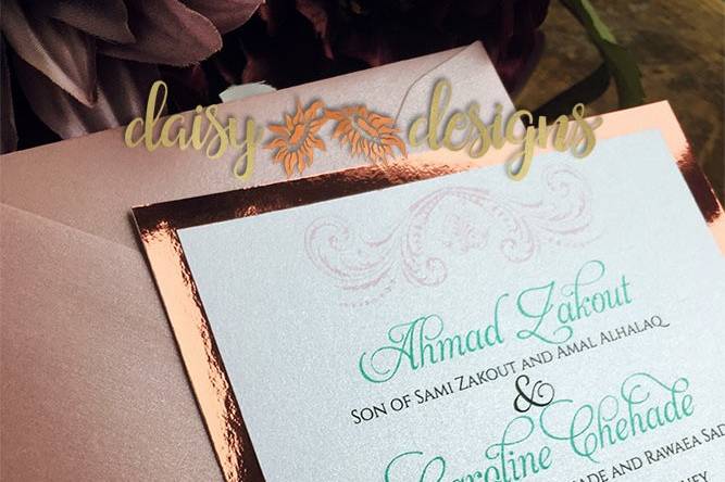 Rosegold layered invite