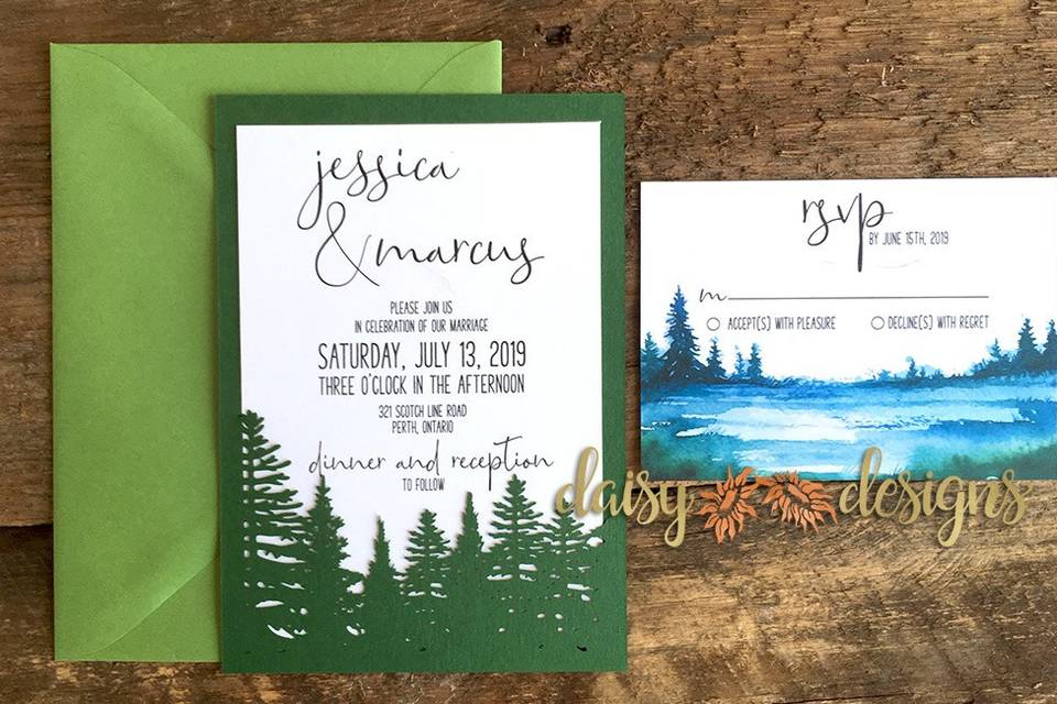 Lasercut tree outdoor invite