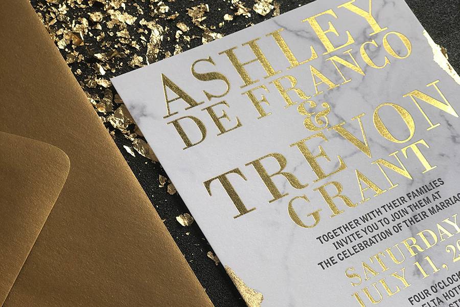 Letterpress with gold leaf