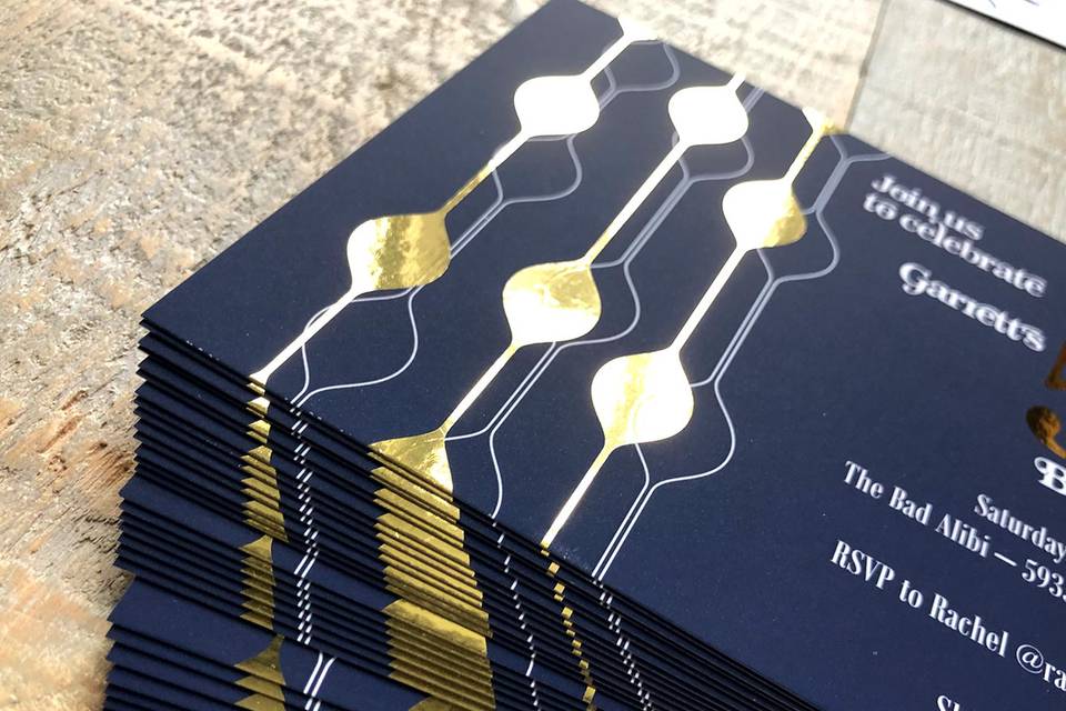 Navy and gold foil birthday