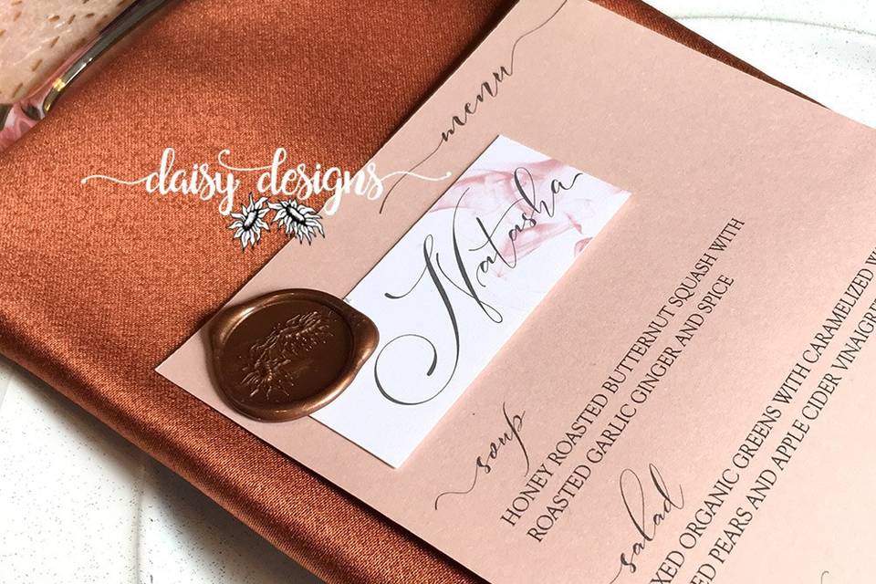 Wax Seal Placecard & Menu