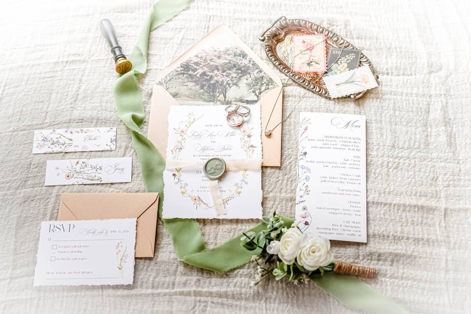 Floral suite with wax seal