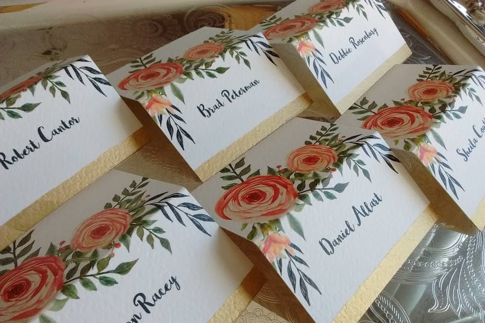 Hand painted seating cards