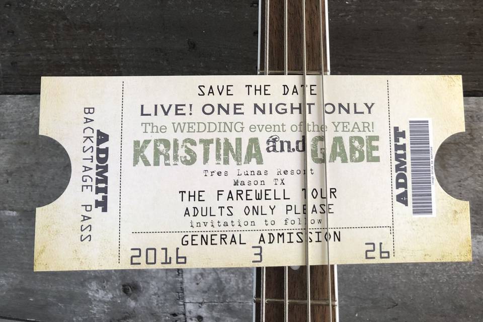 Concert ticket invite