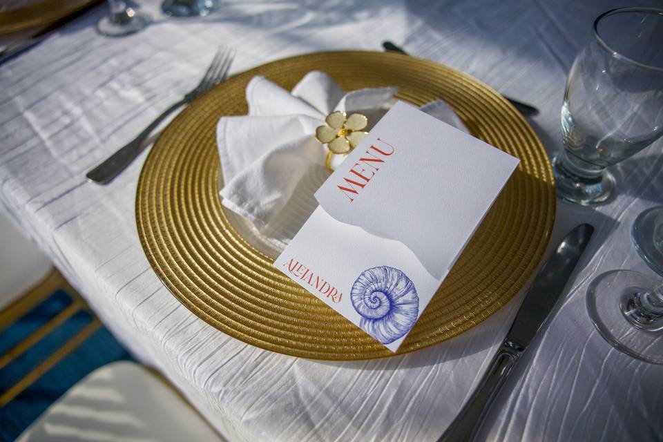 Seaside wedding menu