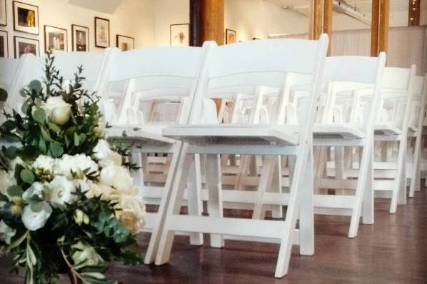 Twist Gallery Art ceremony chairs set up