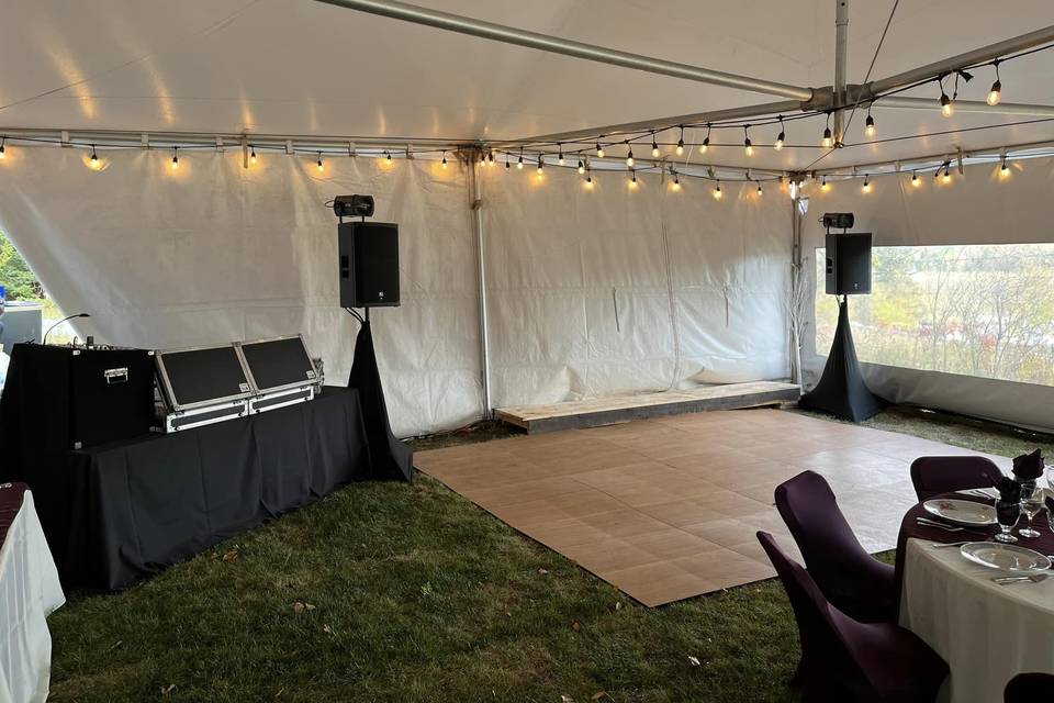 Reception setup inside a tent