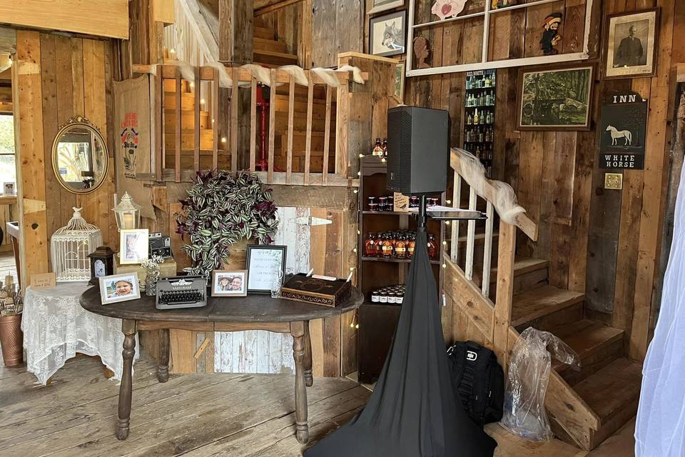 Ceremony setup inside the barn