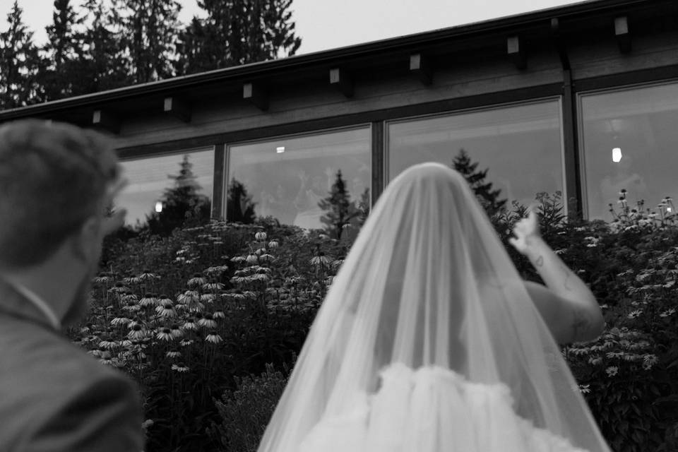Blowing kisses to the guests