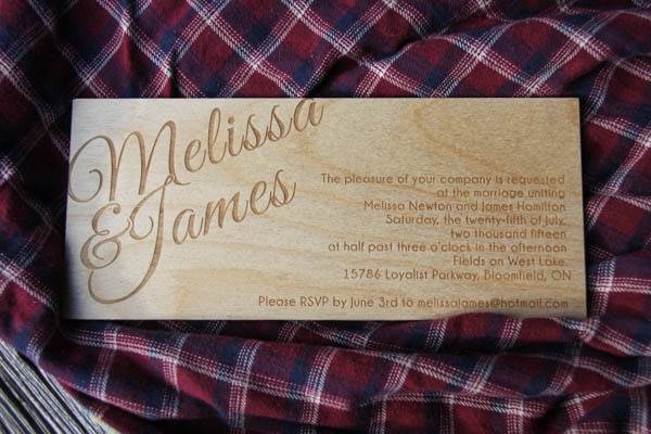 Laser cut wooden invitation