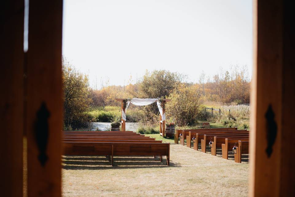 View from inside barn