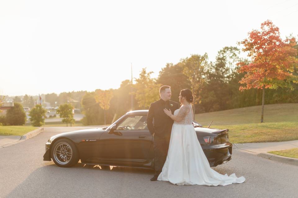 Standing by the car