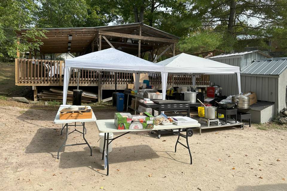 Outdoor kitchen getting set up