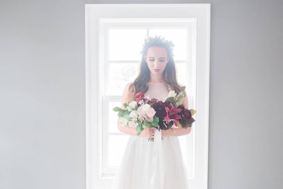 Bride bridal bouquet dress