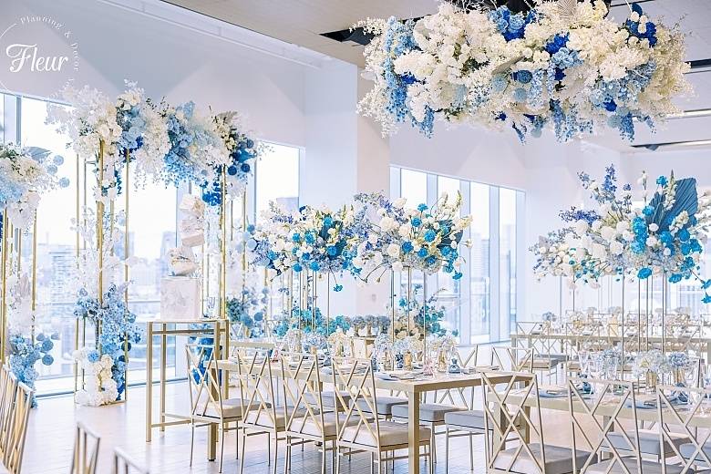 Modern Blue & White Reception