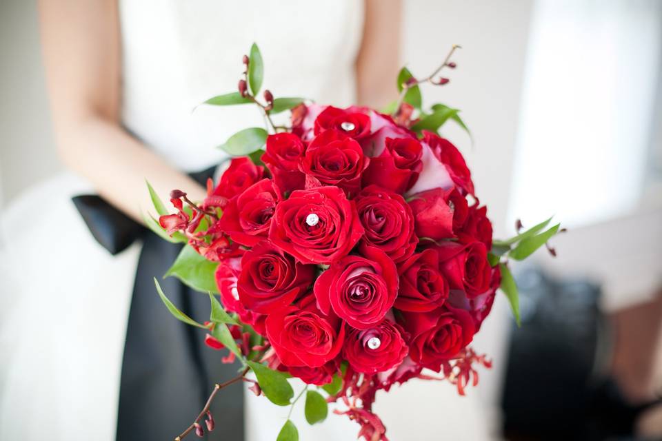 Red bridal bouquet