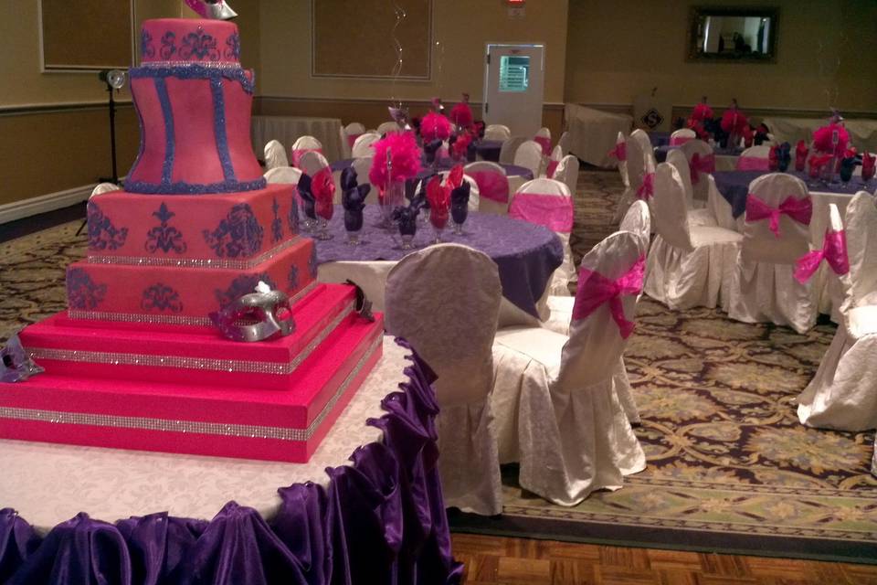 Reception area with a cake