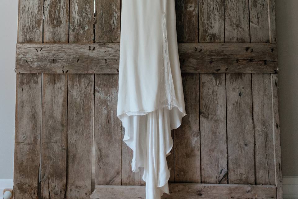 Wedding Dress on Barn Doors