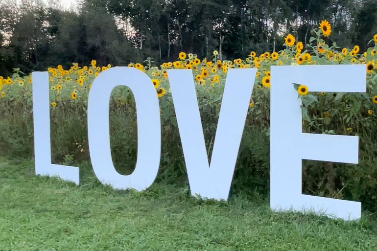 LOVE sign with Sunflowers