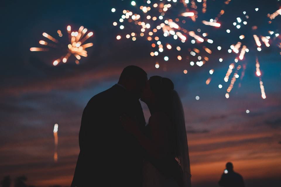 Fireworks at wedding reception