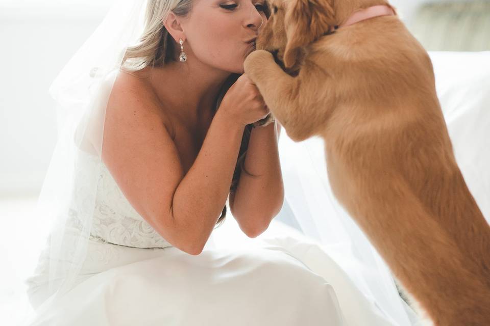 Bride with her pup