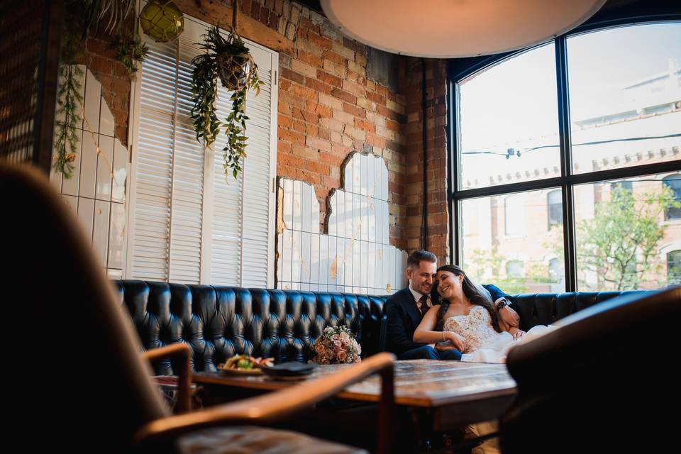 Bride & Groom snuggling alone