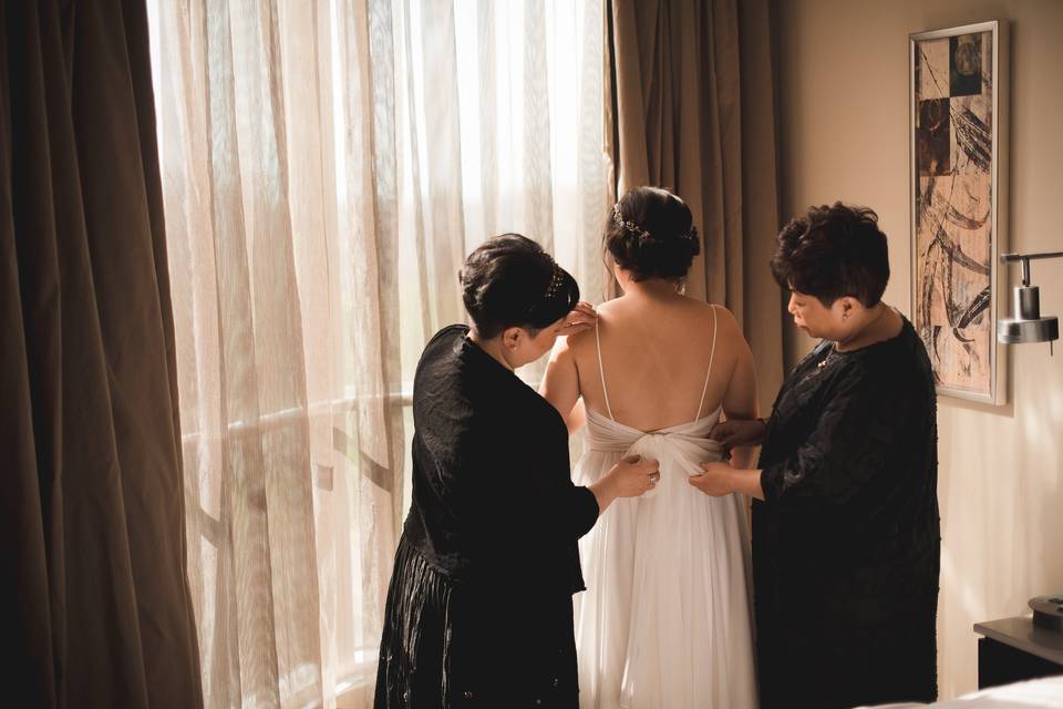 Bride getting ready