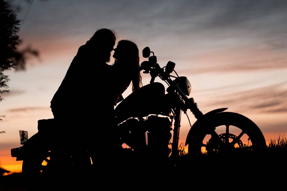 Motorcycle at sunset