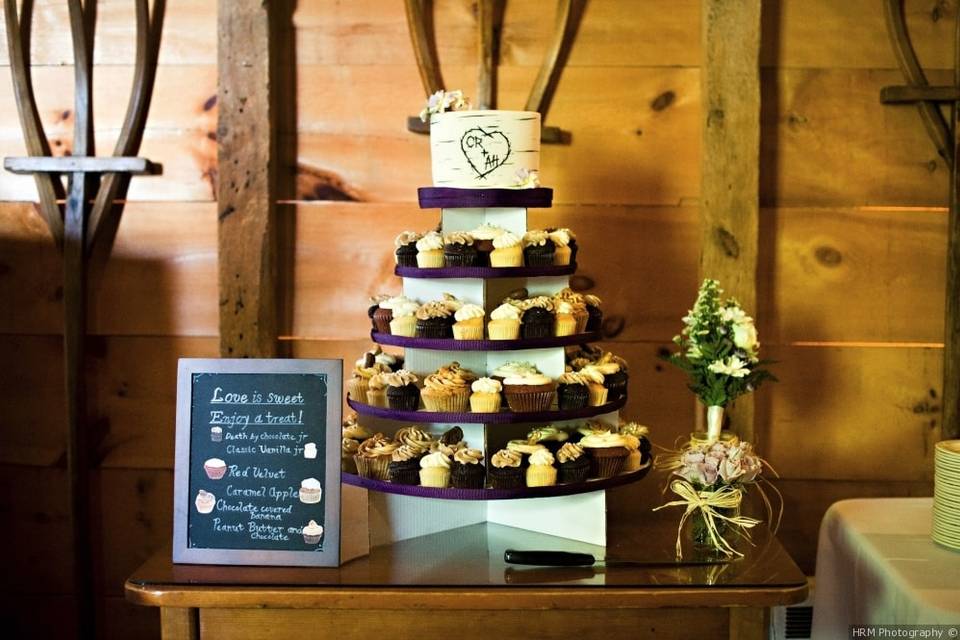 Rustic themed cupcake tower