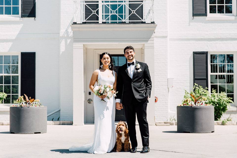 Bride and Groom and Dog