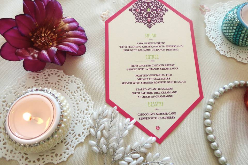 Modern Wedding Menu