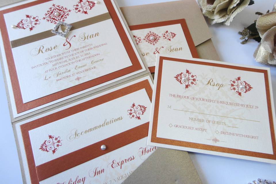 Elegant Golden/Copper Invite