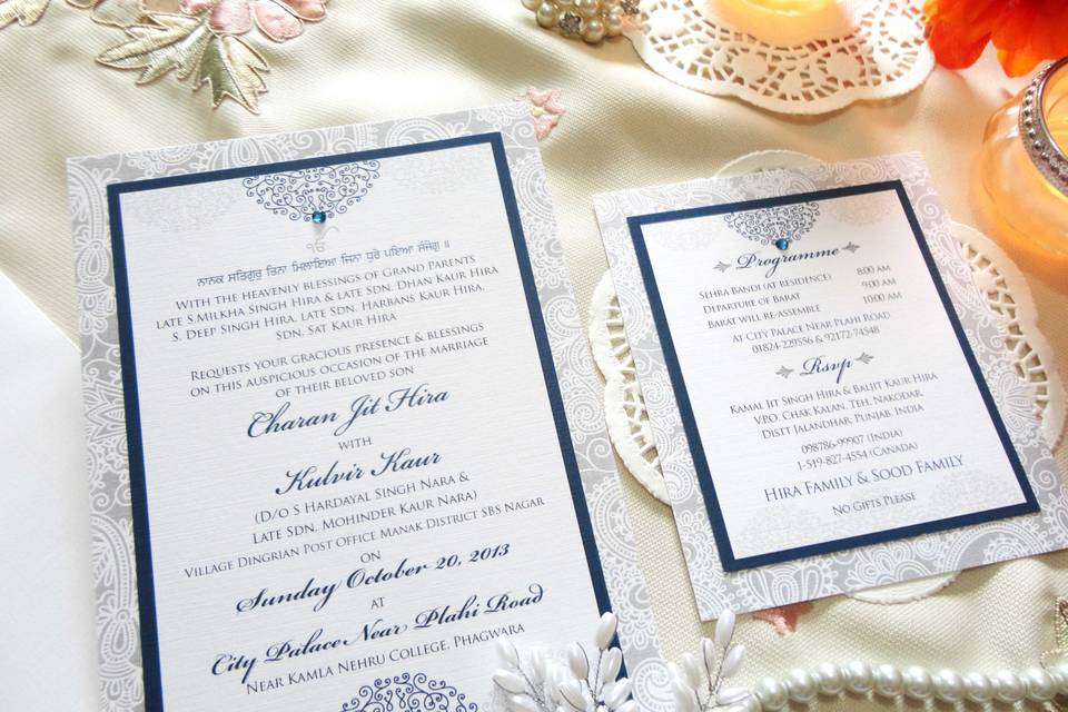 Silver & Blue Wedding Invite