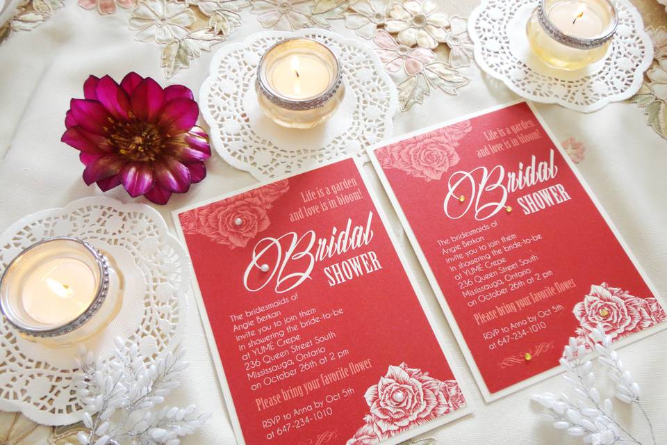 Red Rose Bridal Shower Invite