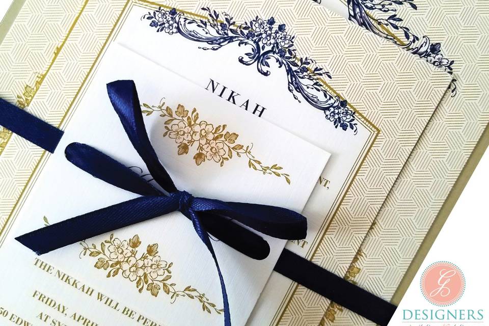 Navy Blue Wedding Invitation