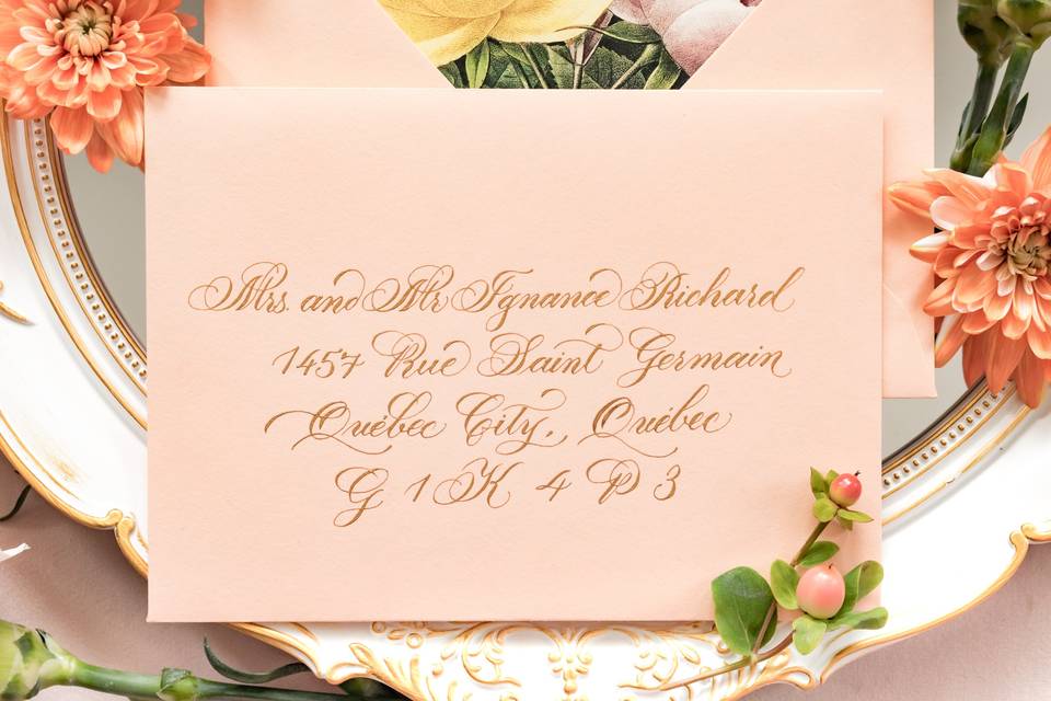 Peach Calligraphy Envelope