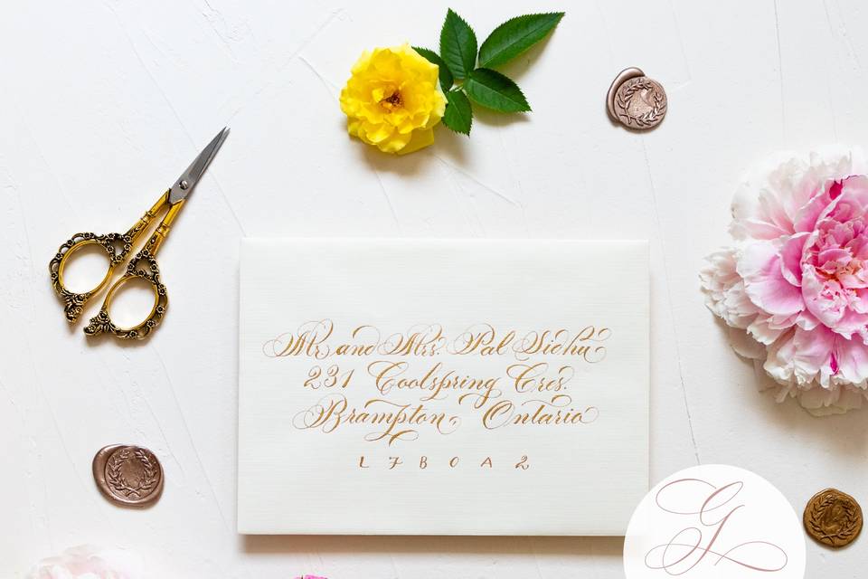 Gold Envelope Calligraphy