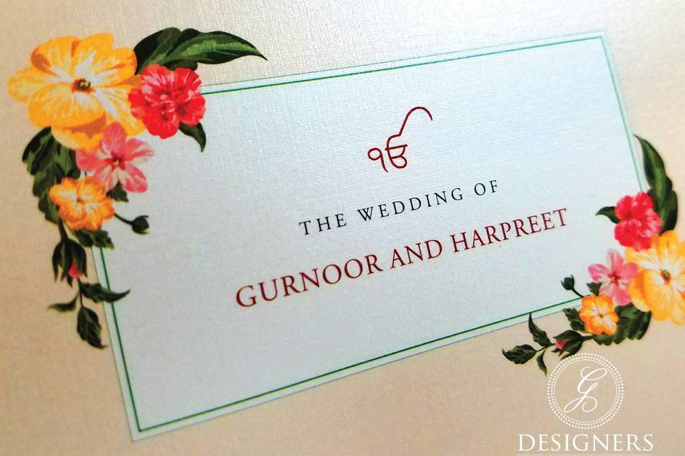 Floral Sikh Wedding Invitation