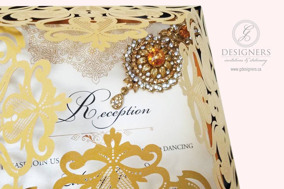 Golden Laser Cut Invite