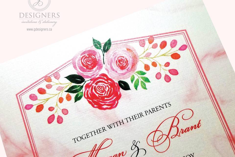 Pink & Red Floral Invite