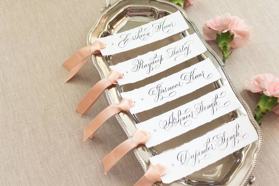Ribbon Calligraphy Placecards