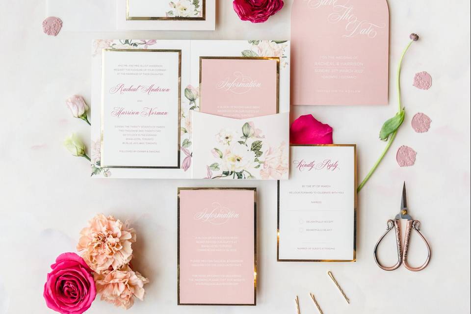 Blush Pocket Fold Invitation