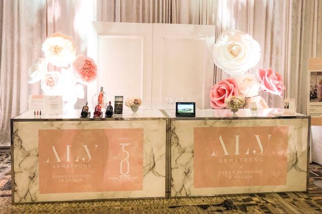 Flowers stand by the bar table