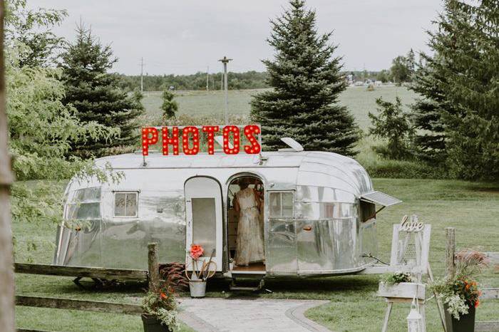 Outdoor wedding photo booth