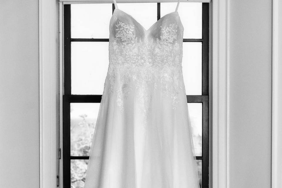 Wedding dress in classic venue