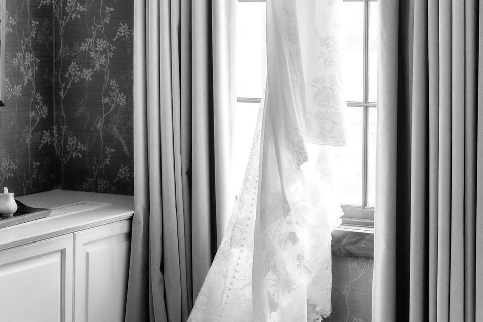 Wedding dress in classic venue