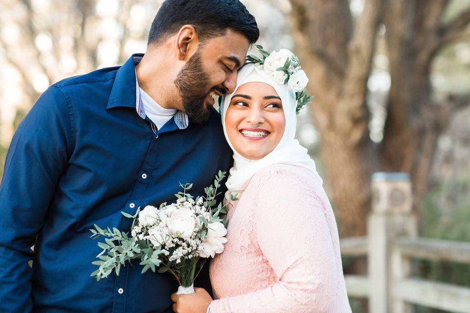 Bouquet and floral crown