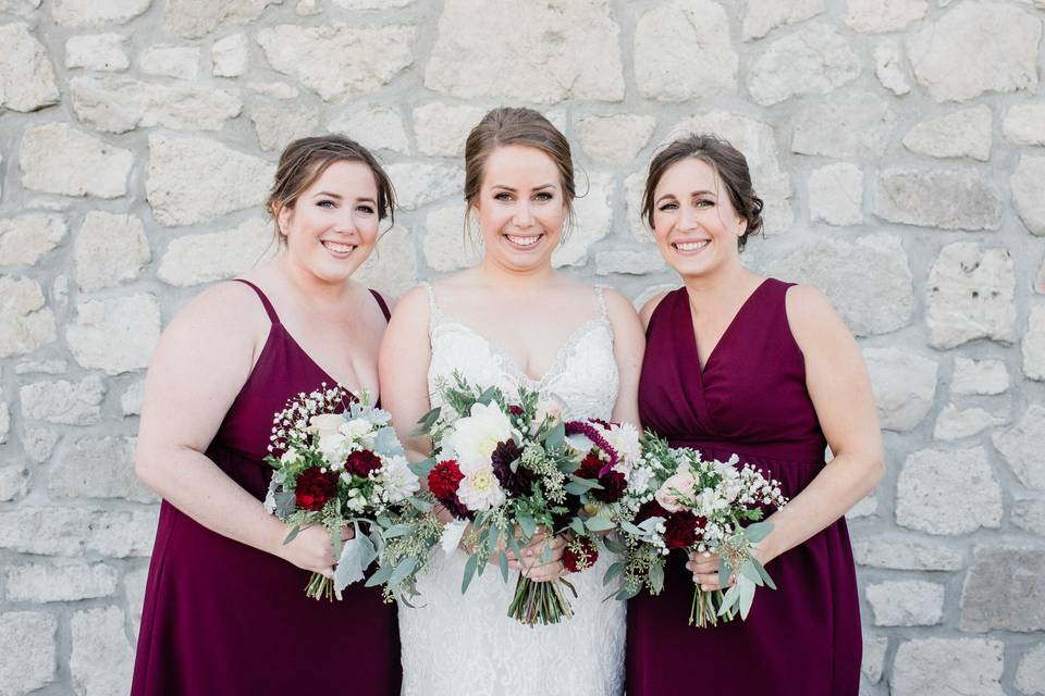 Bride and bridesmaids bouquets