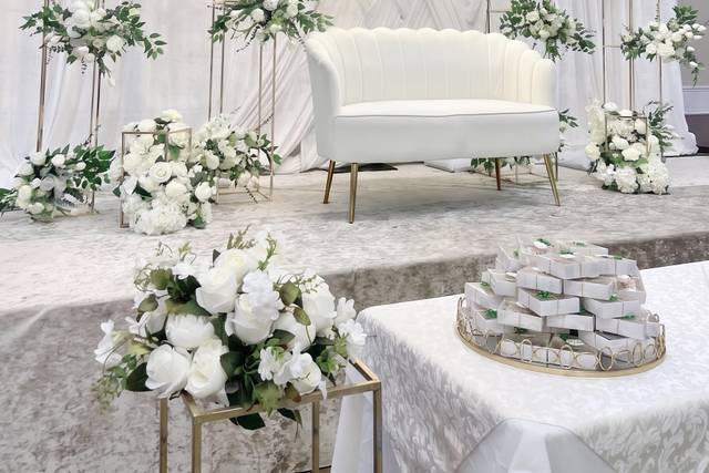 White Floral & Neon Backdrop